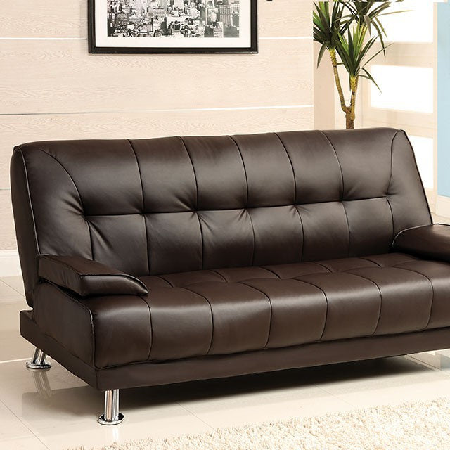 Beaumont Dark Brown Leatherette Futon Sofa