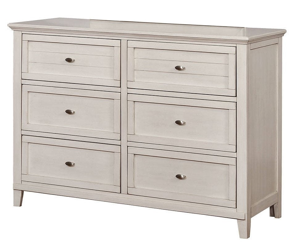 Brogan Antique White Wood 6-Drawer Dresser