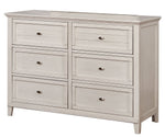 Brogan Antique White Wood 6-Drawer Dresser