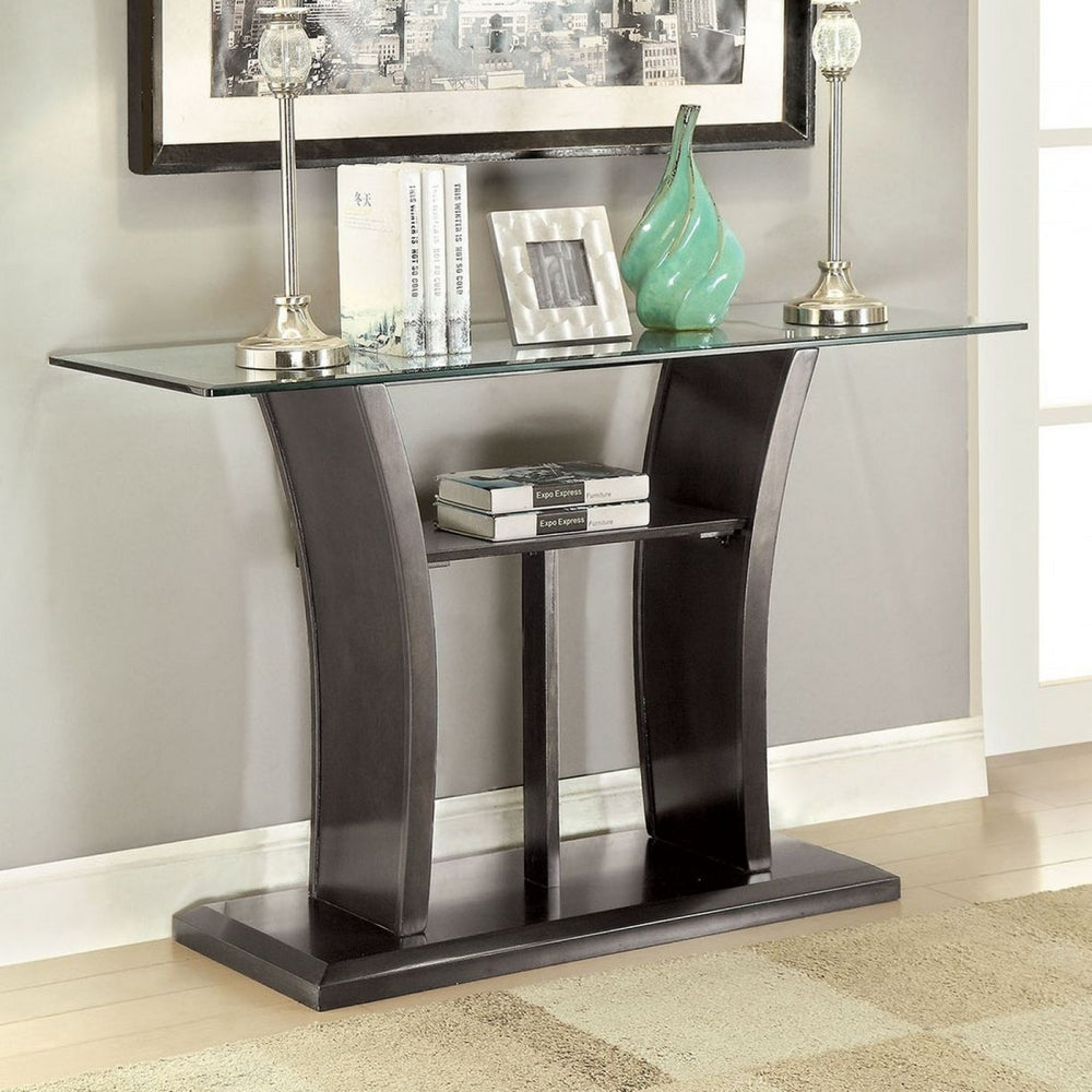 Manhattan IV Gray Glass/Wood Sofa Table