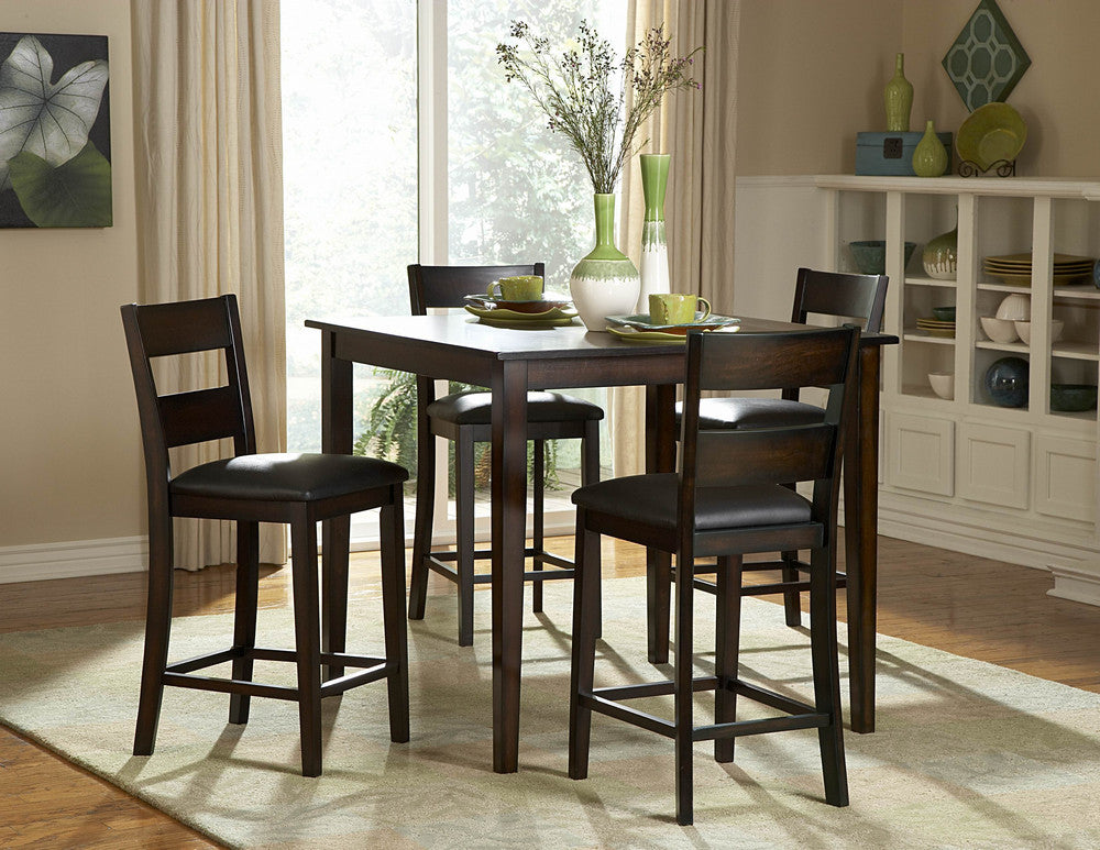 Griffin 5-Pc Espresso Wood Counter Height Table Set