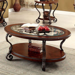 May Brown Cherry Wood/Metal/Glass Coffee Table