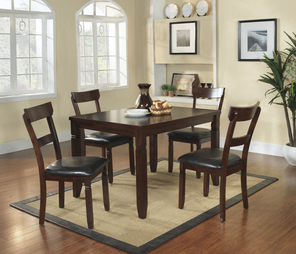 Oklahoma 5-Pc Espresso Wood Dining Table Set