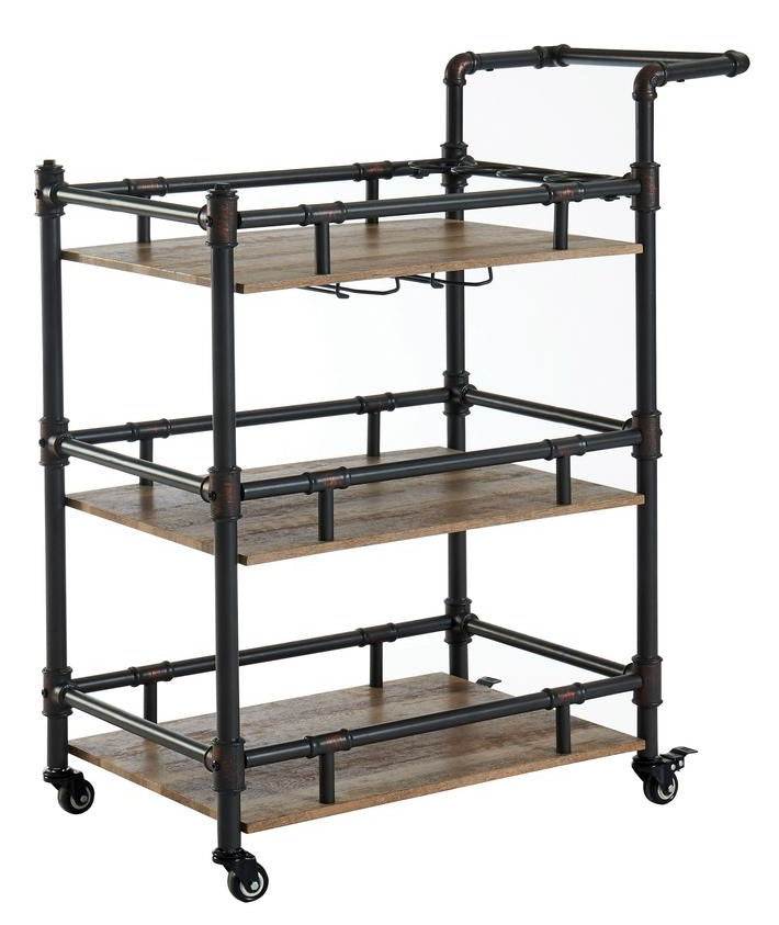 Aylmer Sand Black Metal/Wood Serving Cart