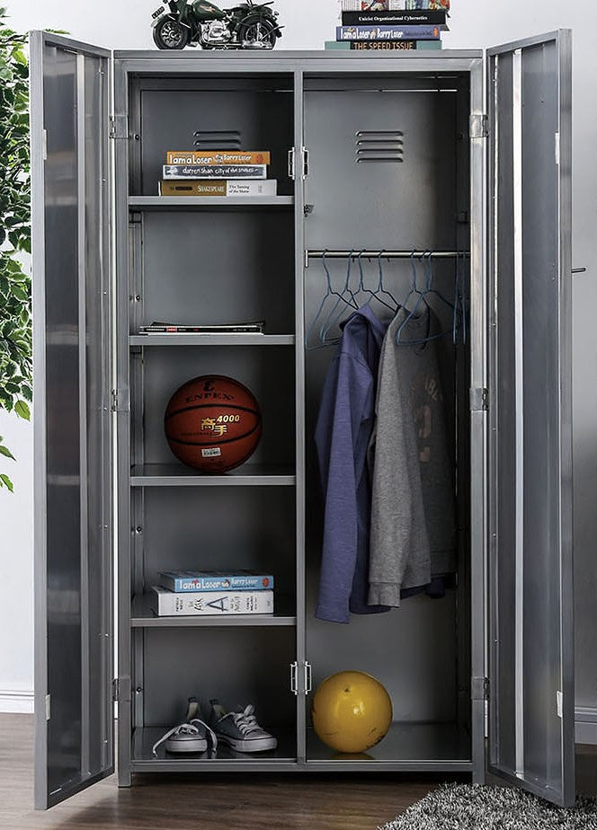 Zaheera Silver Metal Large Locker w/5 Shelves