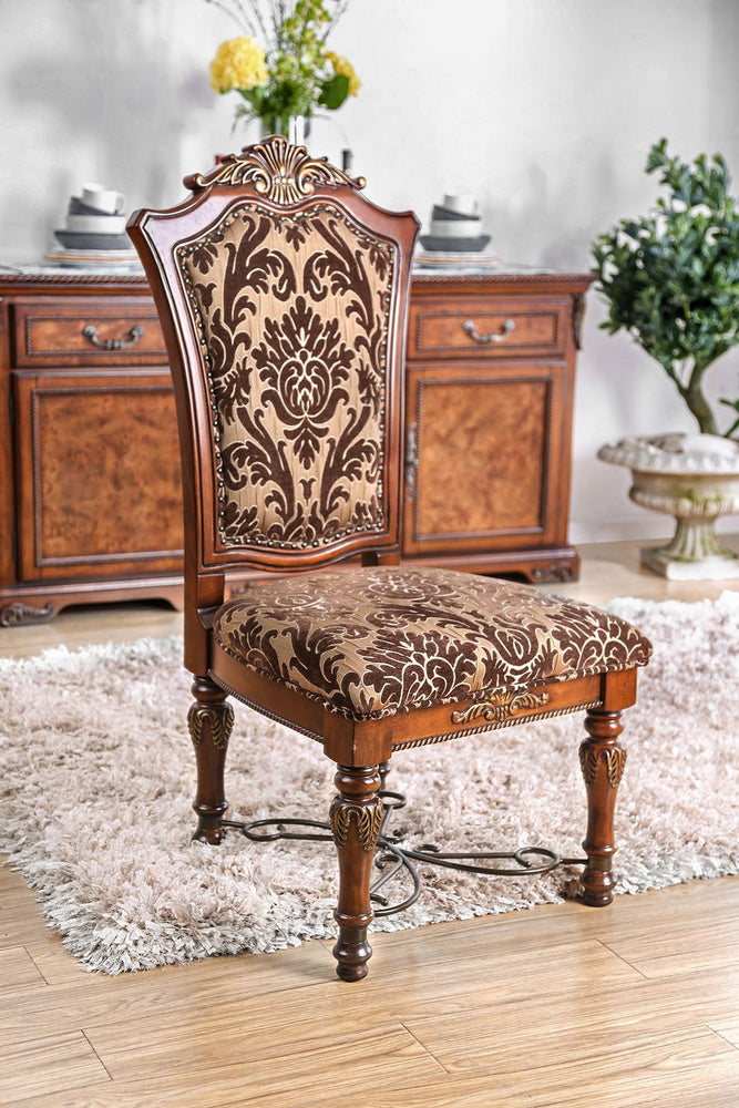 Lucie 2 Brown Fabric/Solid Wood Side Chairs