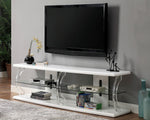 Ernst White Wood 72" TV Stand w/ Glass Shelf