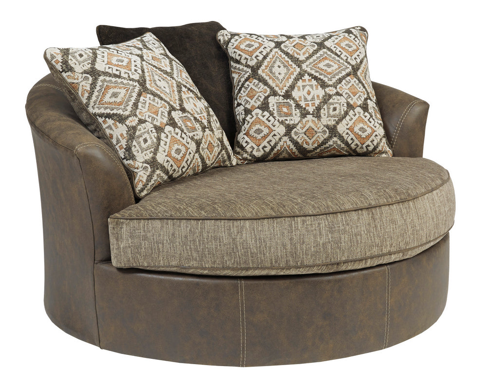 Abalone Chocolate Oversized Swivel Accent Chair