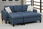 Daren Navy Polyfiber Convertible Sectional with Ottoman