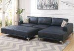 Dax 2-Pc Ink Blue Leather Gel RAF Sectional Sofa