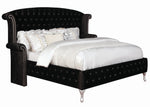 Deanna 5-Pc Black Velvet Cal King Bedroom Set (Oversized)