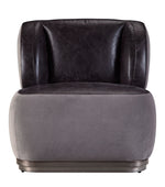 Decapree Antique Slate Top Grain Leather/Velvet Accent Chair