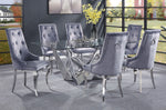 Dekel 2 Gray Fabric/Silver Metal Button Tufted Side Chairs
