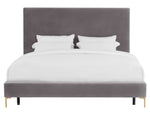 Delilah Grey Textured Velvet Queen Platform Bed