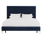 Delilah Navy Textured Velvet King Platform Bed (Oversized)