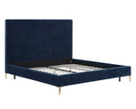 Delilah Navy Textured Velvet King Platform Bed (Oversized)