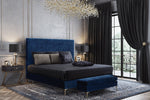 Delilah Navy Textured Velvet King Platform Bed (Oversized)