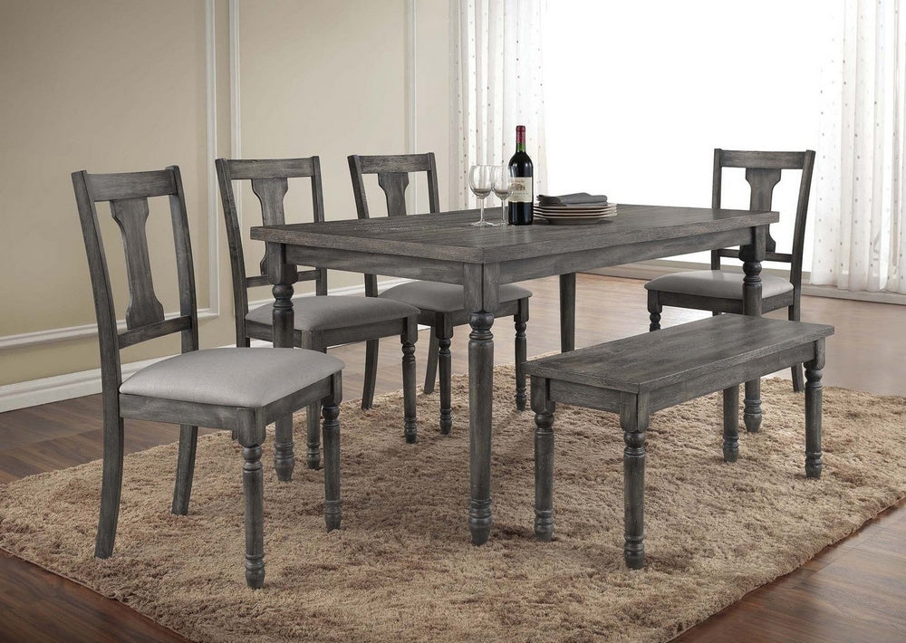 Demi Weathered Grey Rustic Wood Dining Bench