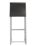 Denmark 2 Grey Vegan Leather/Steel Bar Stools