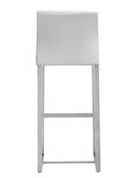 Denmark 2 White Vegan Leather/Steel Bar Stools