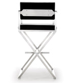 Director Black Vegan Leather/Steel Bar Stool