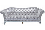 Dixie Metallic Silver Fabric Sofa with Rolled Arm (Oversized)