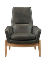 Dolphin Black Top Grain Leather Accent Chair