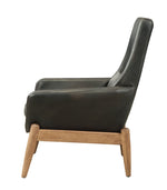 Dolphin Black Top Grain Leather Accent Chair