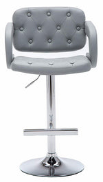 Doretta Gray Leatherette/Chrome Metal Swivel Bar Stool