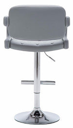 Doretta Gray Leatherette/Chrome Metal Swivel Bar Stool