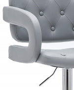 Doretta Gray Leatherette/Chrome Metal Swivel Bar Stool