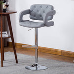 Doretta Gray Leatherette/Chrome Metal Swivel Bar Stool