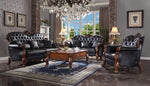 Dresden Black PU Leather Tufted Loveseat