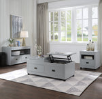 Eleanor Dove Gray Wood Coffee Table with Lift Top & 2 Drawers