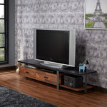 Elling Walnut Wood/Black Metal TV Stand with 2 Drawers