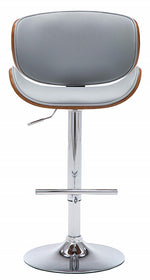 Emilia Gray Leatherette/Chrome Metal Bar Stool