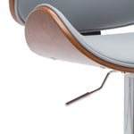 Emilia Gray Leatherette/Chrome Metal Bar Stool