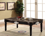 Ernestine Black Wood/Marble Rectangular Coffee Table