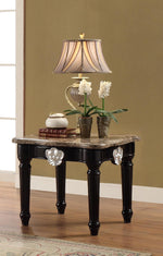 Ernestine Black Wood/Marble Square End Table