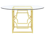 Evianna Brass Metal Dining Table with Round Glass Top