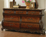 Exeter Dark Burl Wood 7-Drawer Dresser with Marble Top