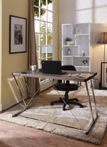 Finis Weathered Oak Wood/Chrome Metal Writing Desk