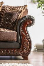 Franklin Tan Fabric/Dark Brown Loveseat