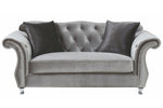 Frostine 2-Pc Silver Velvet Sofa Set (Oversized)