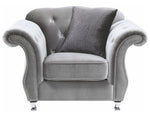 Frostine 3-Pc Silver Velvet Sofa Set (Oversized)