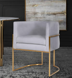Giselle Grey Velvet/Gold Metal Arm Chair