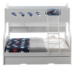 Grover White Wood Twin over Full Bunk Bed with Trundle