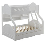 Grover White Wood Twin over Full Bunk Bed with Trundle