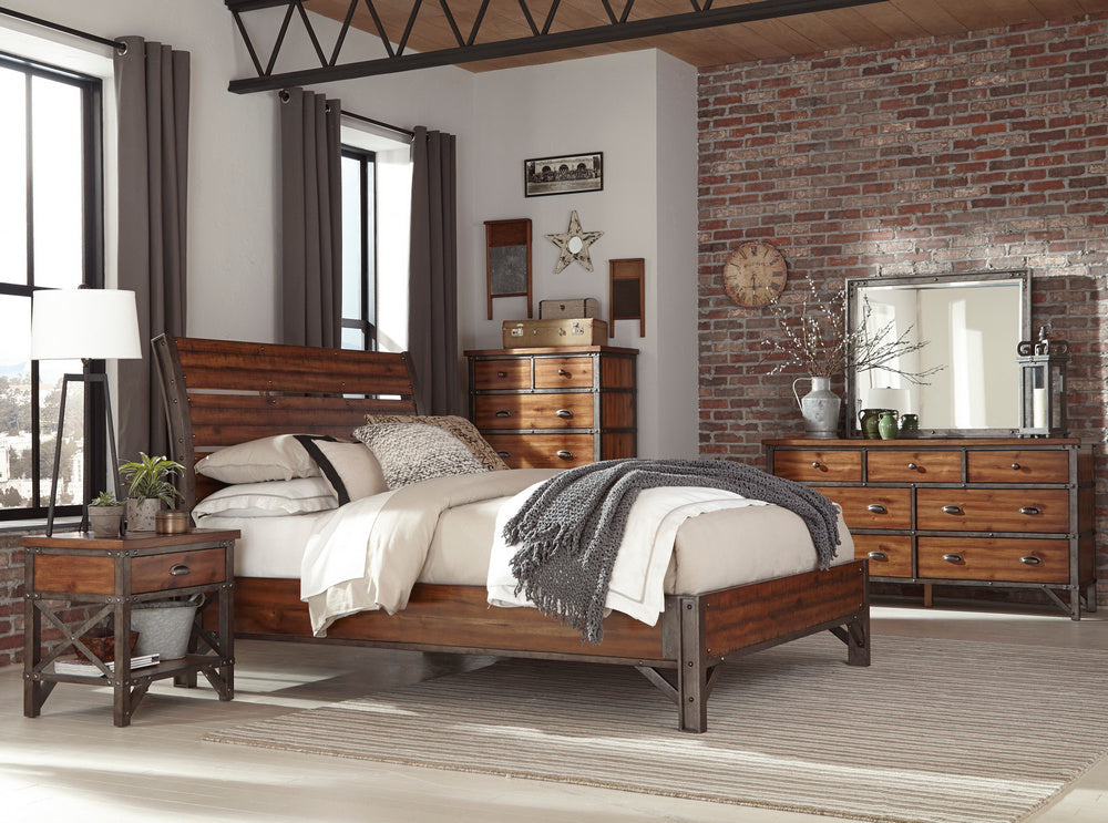 Holverson Rustic Brown Wood Cal King Bed (Oversized)