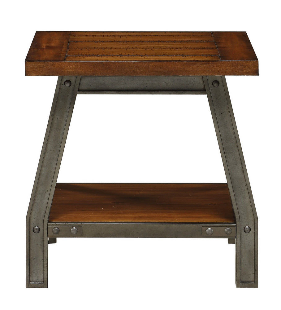 Holverson Rustic Brown Wood End Table with Shelf